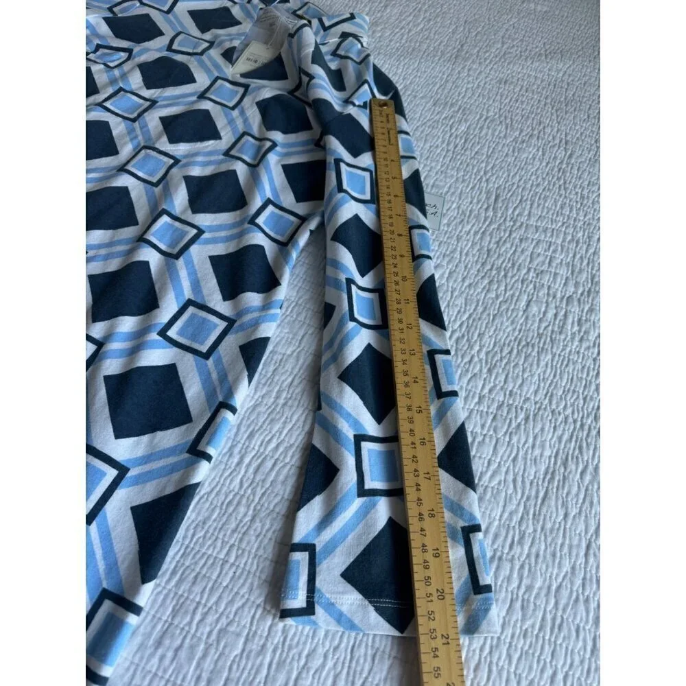 MAHI Gold Tunic Dress Womens S 3/4 Sleeves Geometric V-Neck Navy Blue NEW - Picture 6 of 7